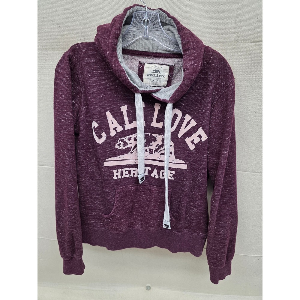 Reflex Cali Love Heritage Burgundy Marl Graphic Hoodie‎ Sweatshirt Womens Medium